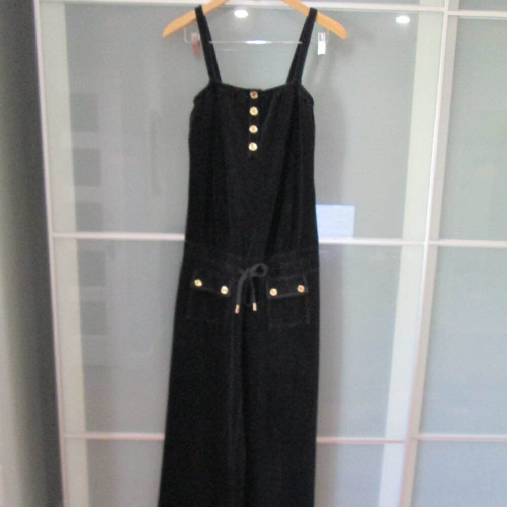 *SOLD* Juicy Couture S Black Vintage Y2K Velvet Luxury Romper/Playsuit - Picture 1 of 9